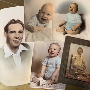 Vintage 5 Piece Tinted Photographs Large Photos Lot Ephemera